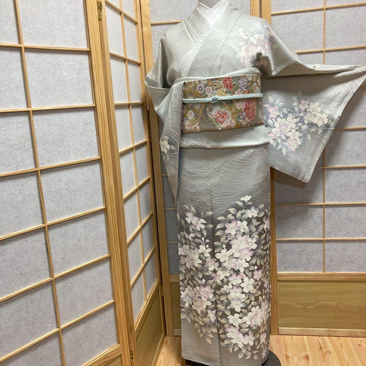 3923# Japanese Kimono Vintage Womens Silk Fabric Robe Kimono only sold