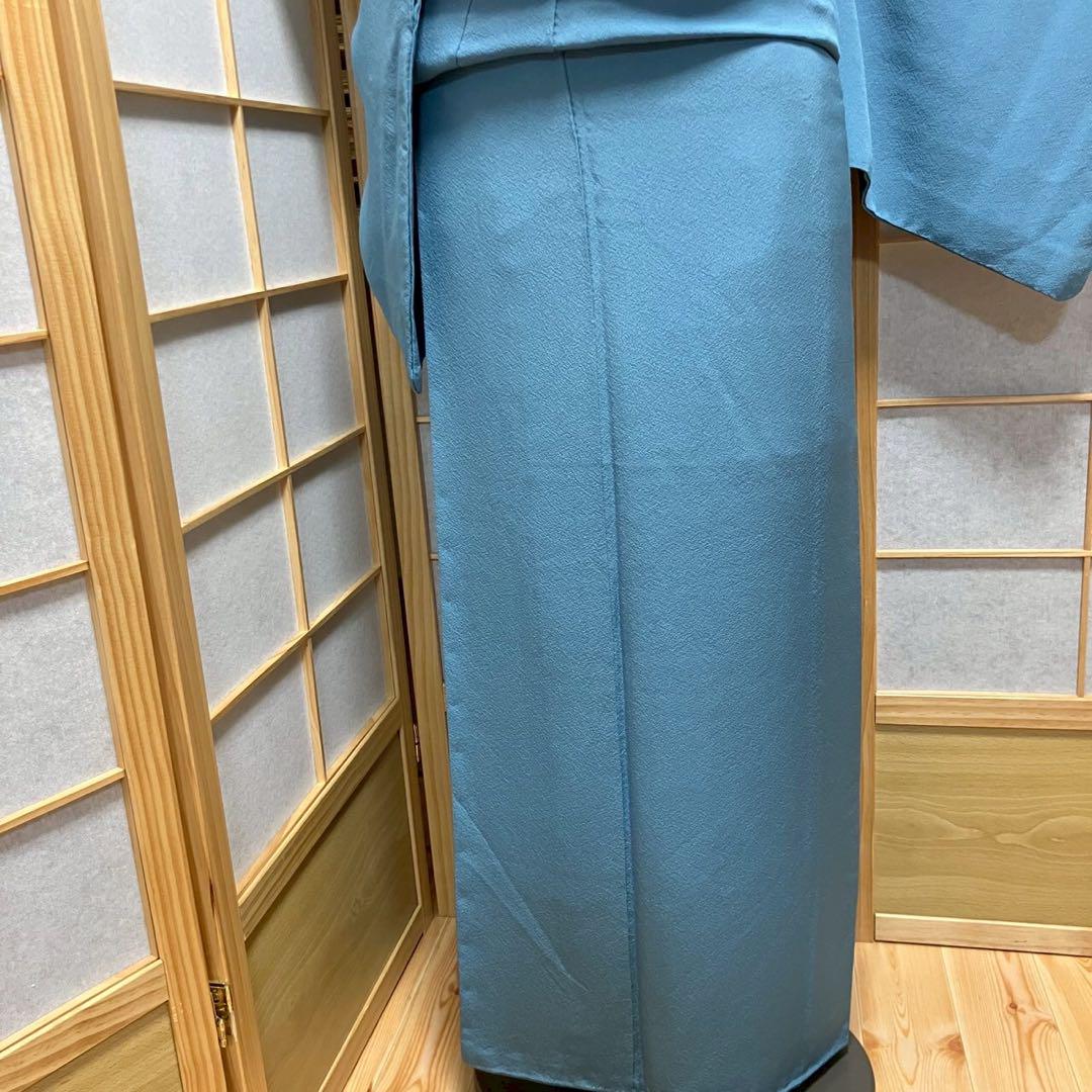5789# Japanese Kimono Vintage Womens Silk Fabric Robe Kimono only sold Blue