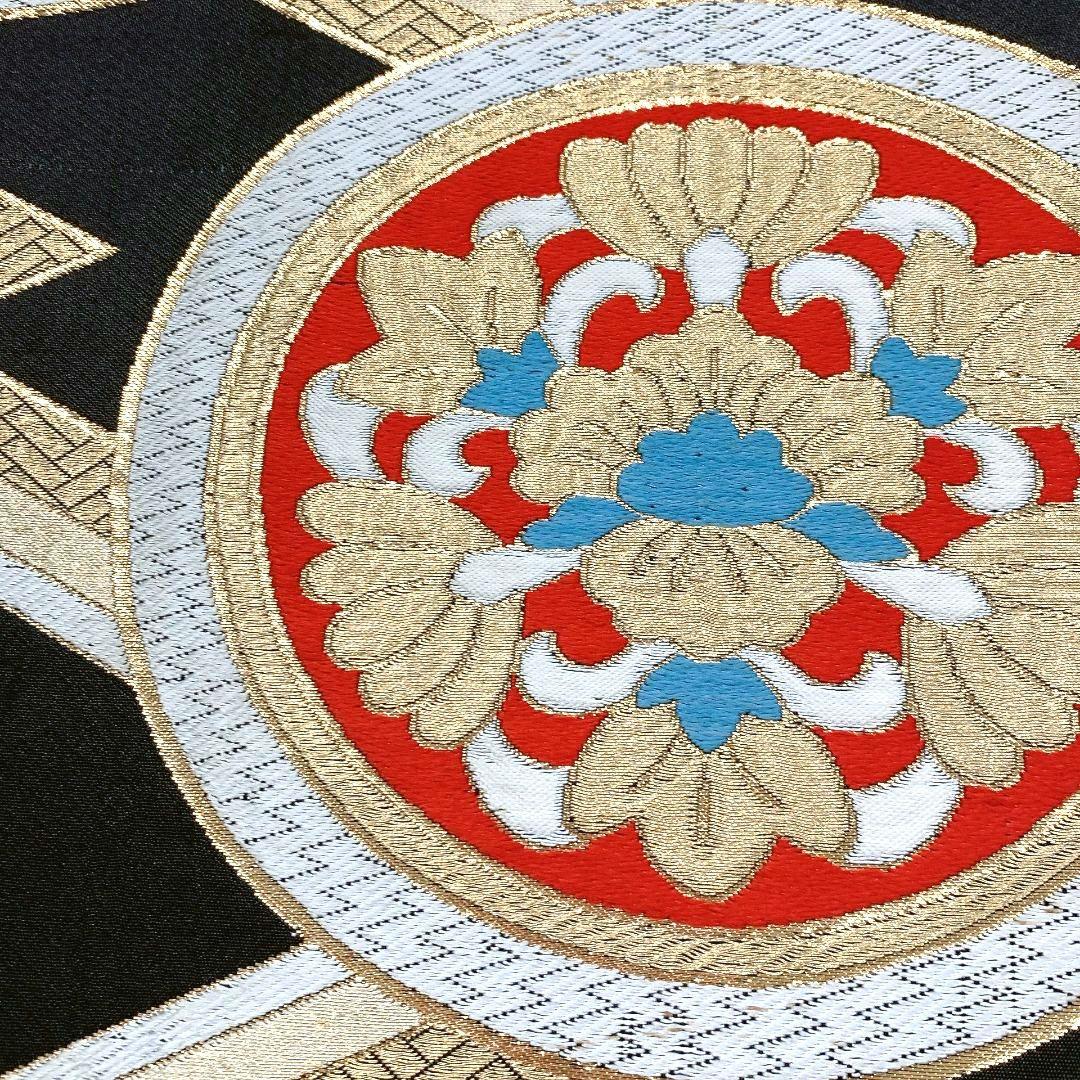 5047# Japanese Vintage Fukuro Obi Belt Kimono Fabric Silk Traditional Black