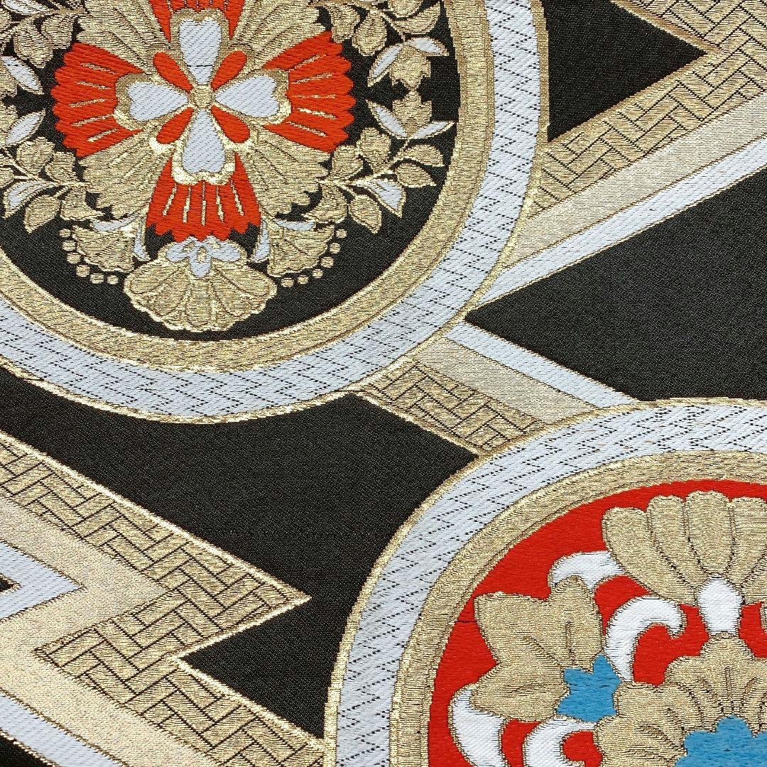 5047# Japanese Vintage Fukuro Obi Belt Kimono Fabric Silk Traditional Black
