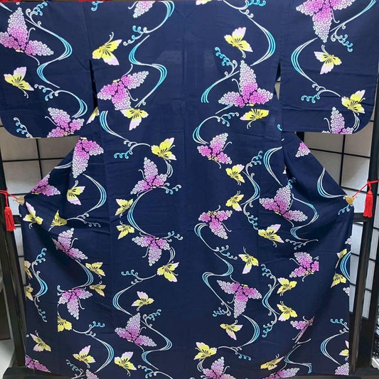 4838# Japanese Yukata Kimono Vintage Cotton Fabric Robe Women's Traditional