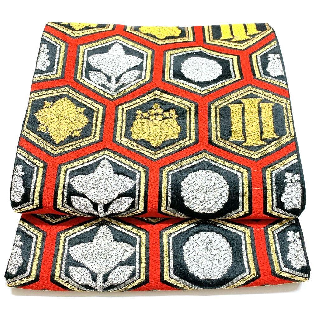 4510# Japanese Vintage Fukuro Obi Belt Kimono Fabric Silk Traditional Untailored