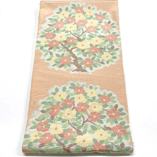 4130# Japanese Vintage Fukuro Obi Belt Kimono Fabric Silk Traditional Pink