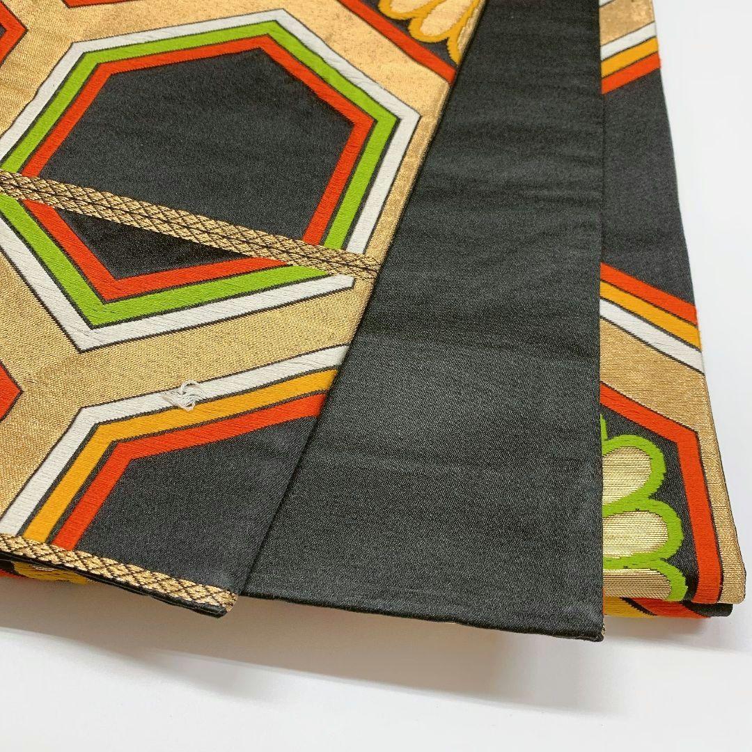 4159# Japanese Vintage Fukuro Obi Belt Kimono Fabric Silk Traditional Black