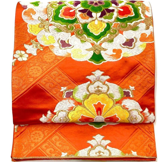 4760# Japanese Vintage Fukuro Obi Belt Kimono Fabric Silk Traditional Embroidery