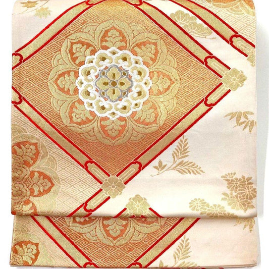 3641# Japanese Vintage Fukuro Obi Belt Kimono Fabric Silk Traditional