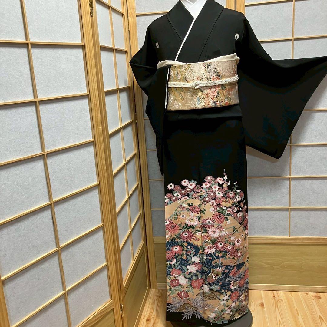 7214# Japanese Tomesode Kimono Vintage Womens Silk Fabric Robe Kimono only sold