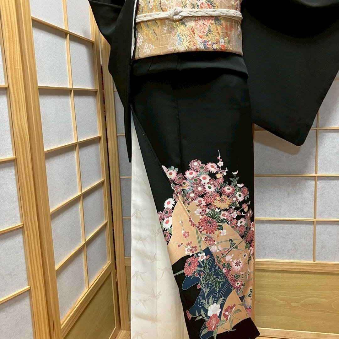 7214# Japanese Tomesode Kimono Vintage Womens Silk Fabric Robe Kimono only sold