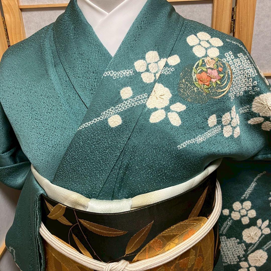 5451# Japanese Kimono Vintage Womens Silk Fabric Robe Kimono only sold Shibori