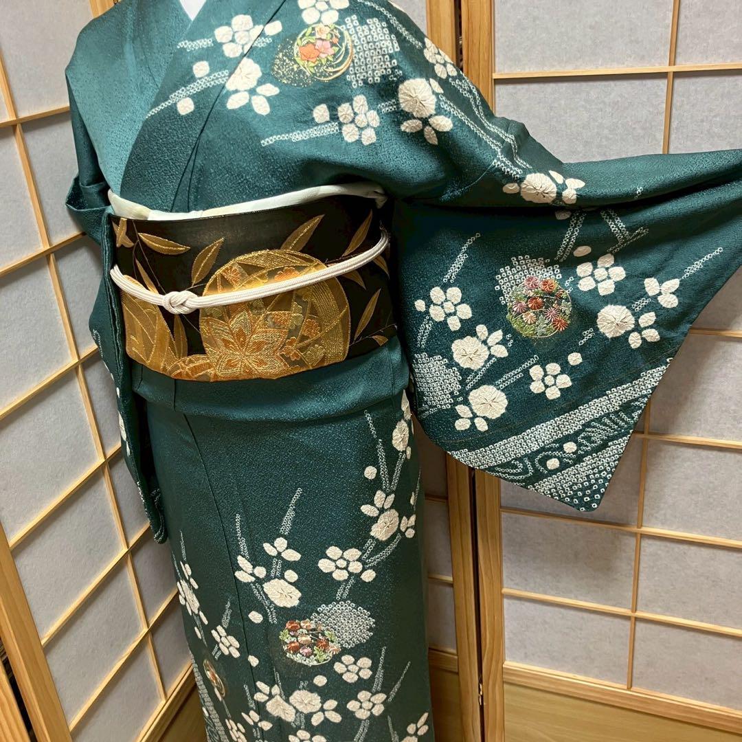 5451# Japanese Kimono Vintage Womens Silk Fabric Robe Kimono only sold Shibori