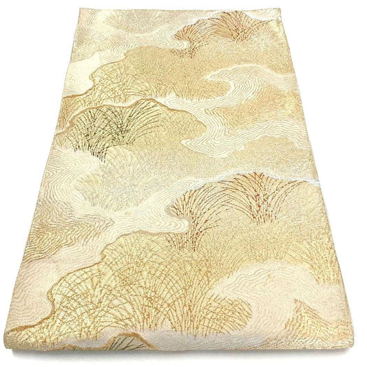 4736# Japanese Vintage Fukuro Obi Belt Kimono Fabric Silk Traditional Gold