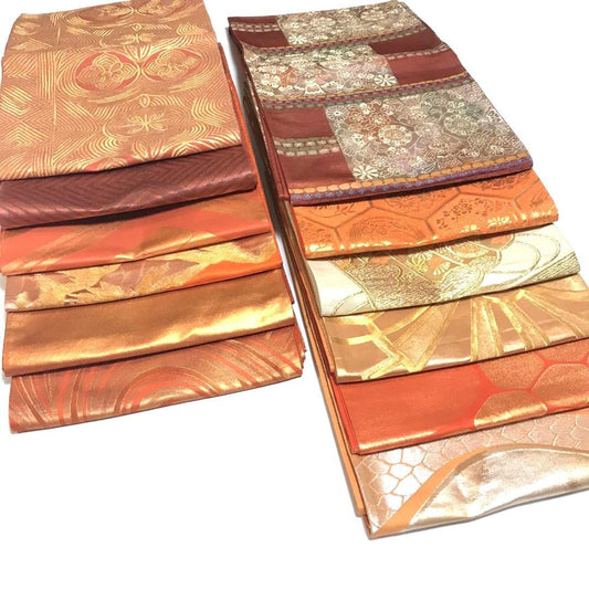 6094# Japanese Vintage Bundle 12pcs Set Bulk Obi Belt Kimono Pure Silk Wholesale