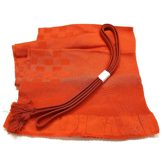 4612# Japanese Kimono Accessory Vintage Obiage and Obijime 2-piece Set Silk