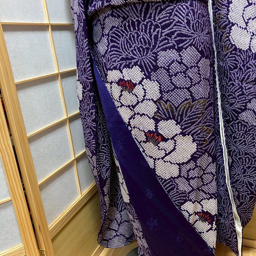4357# Japanese Vintage Furisode Kimono Obi Obijime Obiage 4-Piece Set Silk Robe