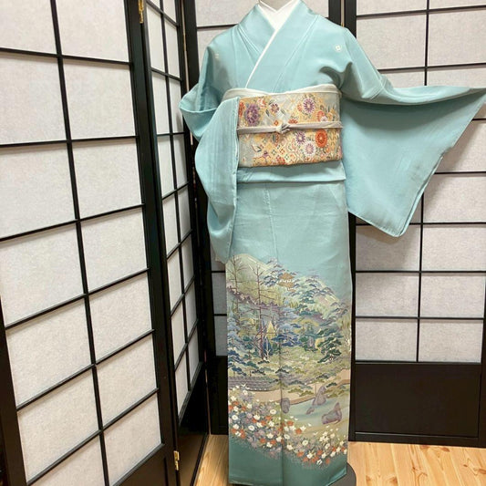 3965# Japanese Tomesode Kimono Vintage Womens Silk Fabric Robe Kimono only sold