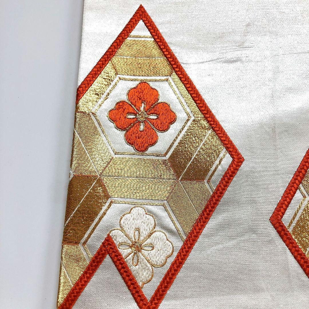 2735# Japanese Vintage Fukuro Obi Belt Kimono Fabric Silk Traditional Embroidery