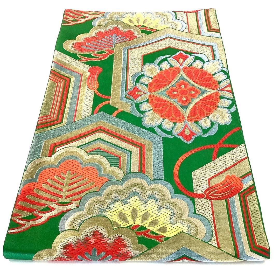 4756# Japanese Vintage Fukuro Obi Belt Kimono Fabric Silk Traditional Embroidery