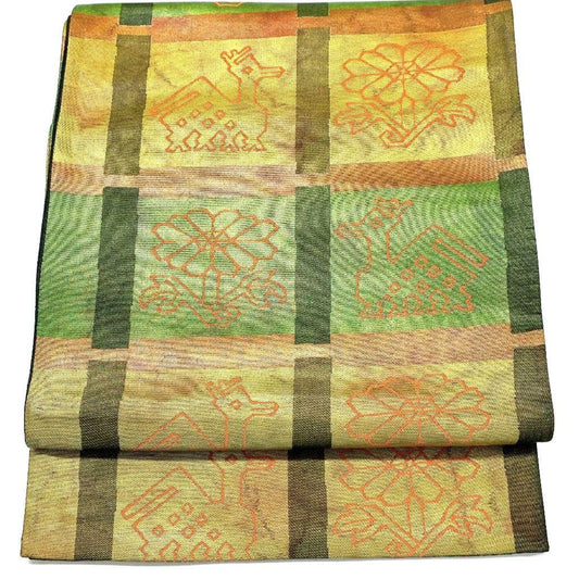 3279# Japanese Vintage Fukuro Obi Belt Kimono Fabric Silk Traditional