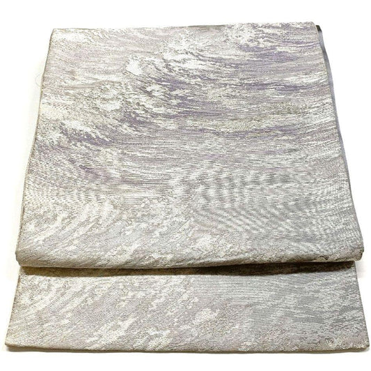 5071# Japanese Vintage Fukuro Obi Belt Kimono Fabric Silk Traditional Silver
