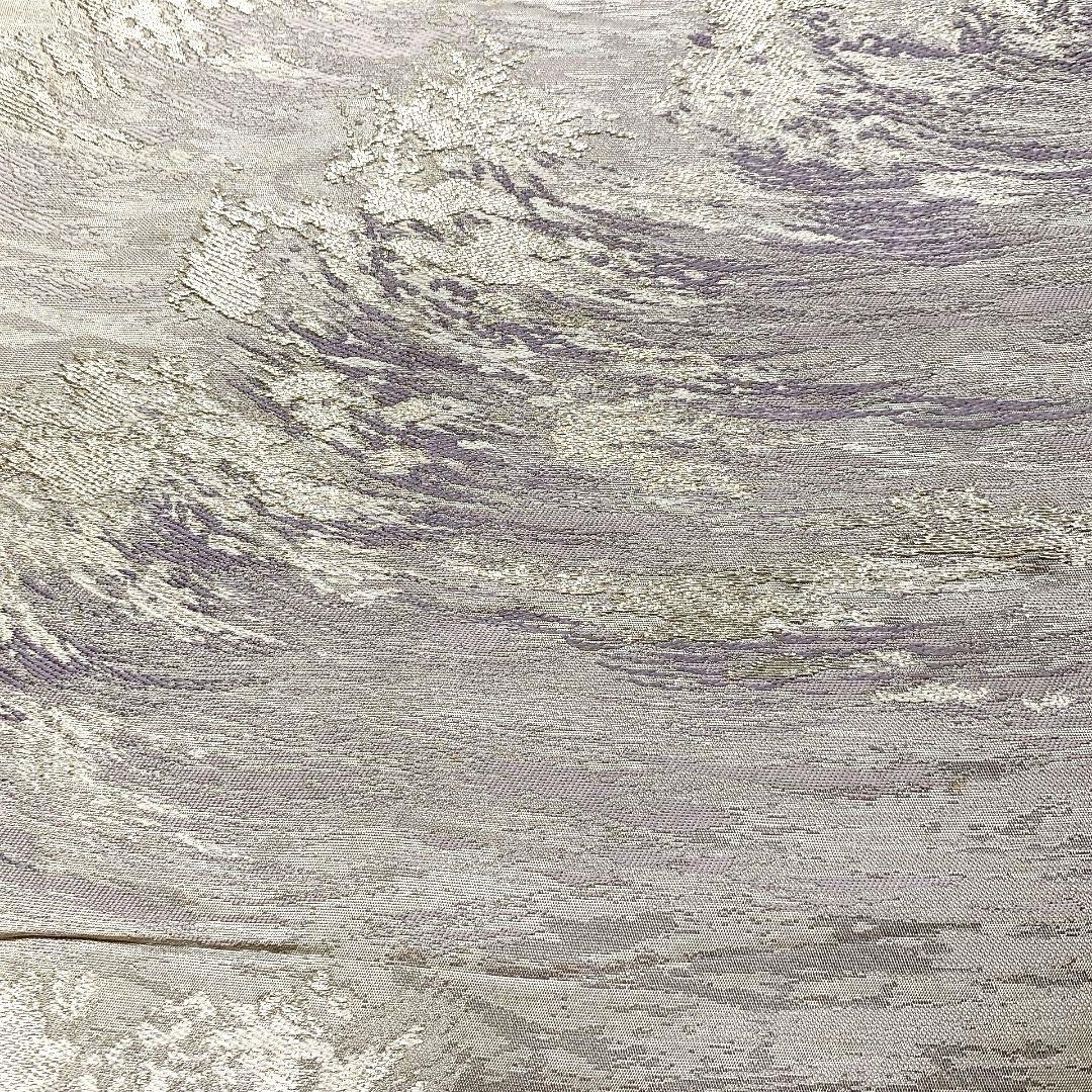 5071# Japanese Vintage Fukuro Obi Belt Kimono Fabric Silk Traditional Silver