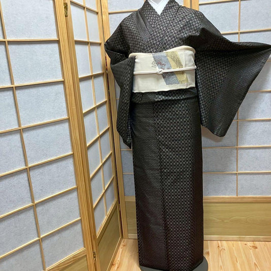 8090# Japanese Kimono Vintage Womens Silk Pongee Fabric Robe Kimono only sold