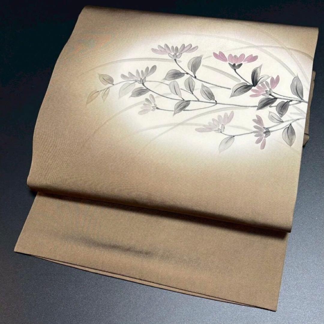 6163# Japanese Vintage Nagoya Obi Belt Kimono Fabric Silk Traditional Brown