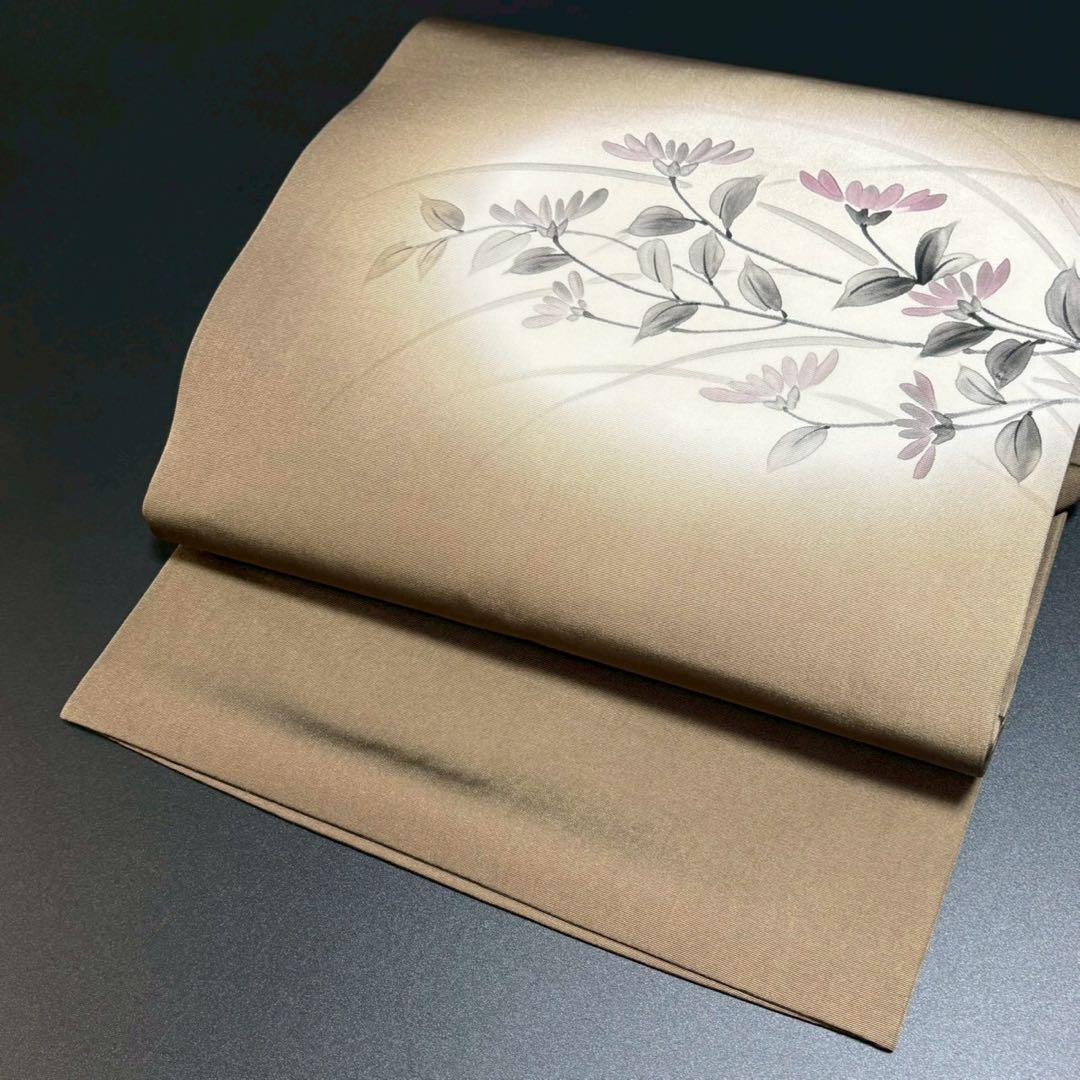 6163# Japanese Vintage Nagoya Obi Belt Kimono Fabric Silk Traditional Brown