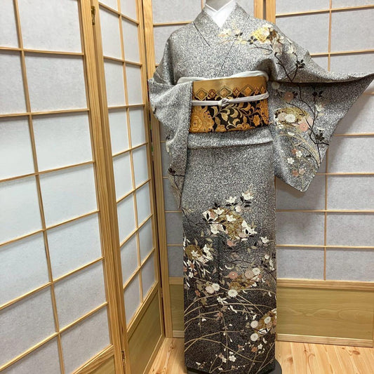 4354# Japanese Kimono Vintage Womens Silk Fabric Robe Kimono only sold