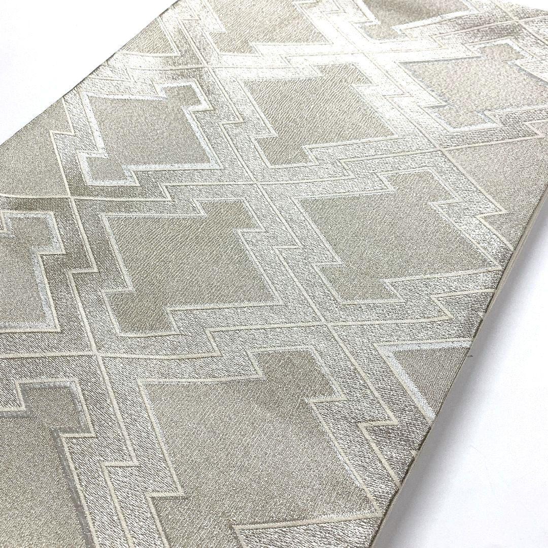 4456# Japanese Vintage Fukuro Obi Belt Kimono Fabric Silk Traditional Silver