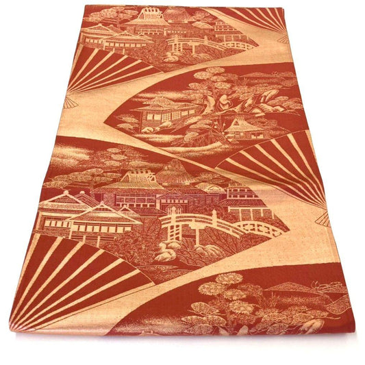 3027# Japanese Vintage Fukuro Obi Belt Kimono Fabric Silk Traditional