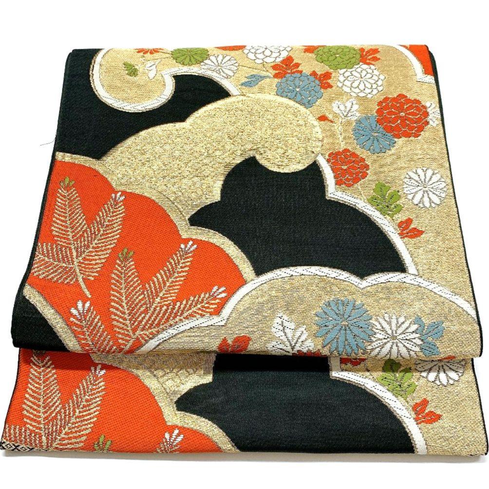 4522# Japanese Vintage Fukuro Obi Belt Kimono Fabric Silk Traditional Untailored