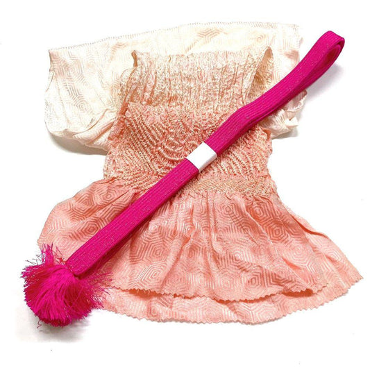 3873# Japanese Kimono Accessory Obiage and Obijime 2-piece Set Silk Shibori