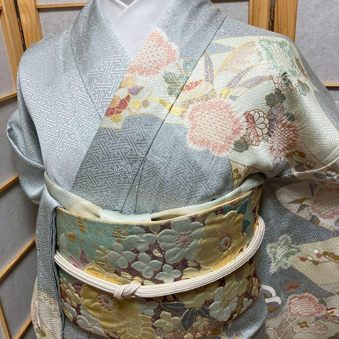 5454# Japanese Kimono Vintage Womens Silk Fabric Robe Kimono only sold Shibori