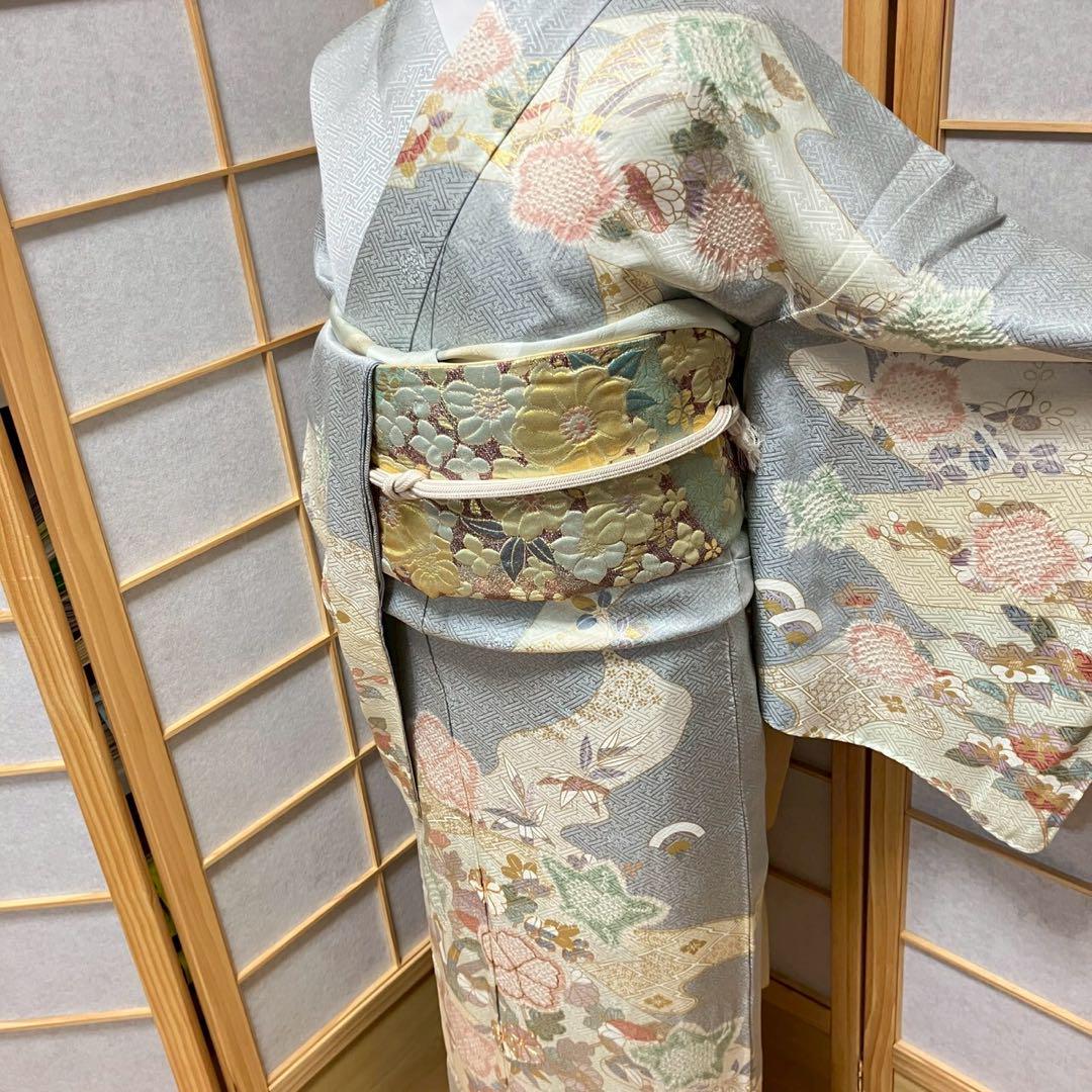 5454# Japanese Kimono Vintage Womens Silk Fabric Robe Kimono only sold Shibori
