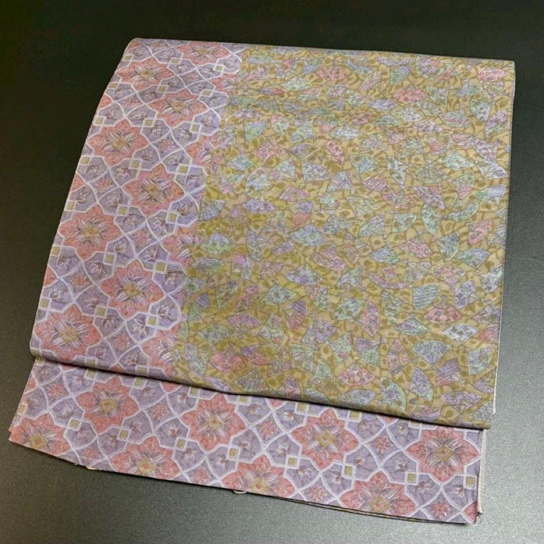 6167# Japanese Vintage Fukuro Obi Belt Kimono Fabric Silk Traditional Untailored　