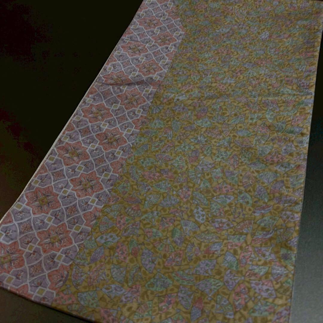 6167# Japanese Vintage Fukuro Obi Belt Kimono Fabric Silk Traditional Untailored　