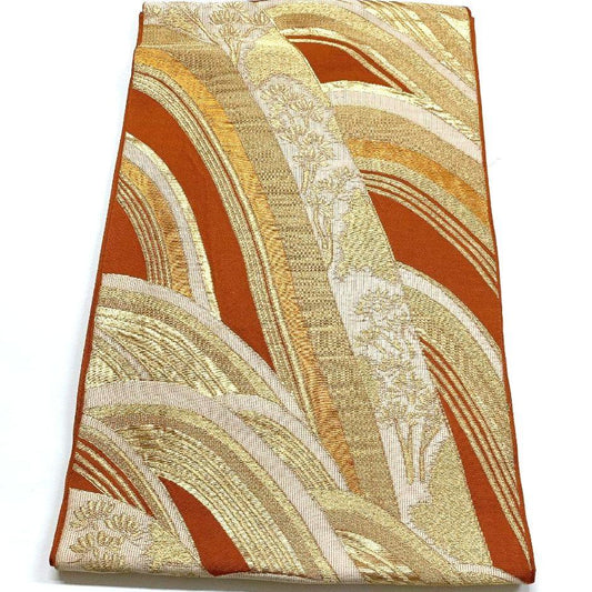 3763# Japanese Vintage Fukuro Obi Belt Kimono Fabric Silk Traditional