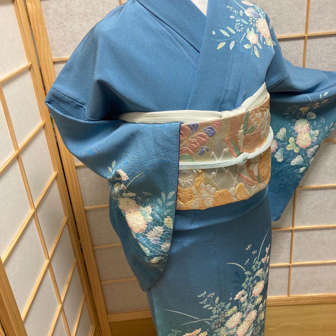 3119# Japanese Kimono Vintage Womens Silk Fabric Robe Kimono only sold Unused