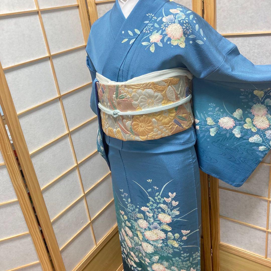 3119# Japanese Kimono Vintage Womens Silk Fabric Robe Kimono only sold Unused
