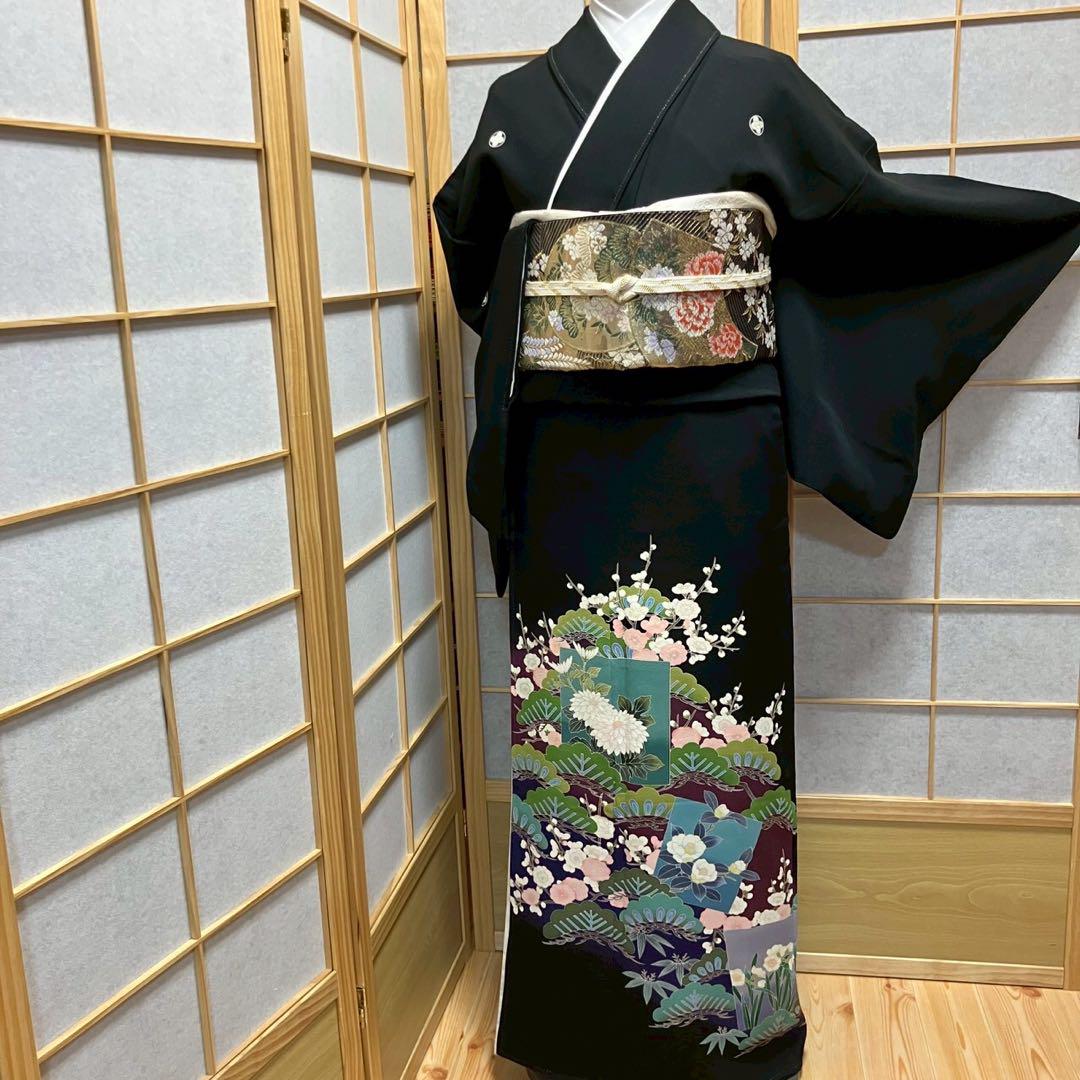 4327# Japanese Tomesode Kimono Vintage Womens Silk Fabric Robe Kimono only sold