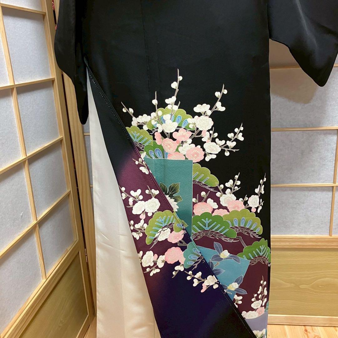 4327# Japanese Tomesode Kimono Vintage Womens Silk Fabric Robe Kimono only sold