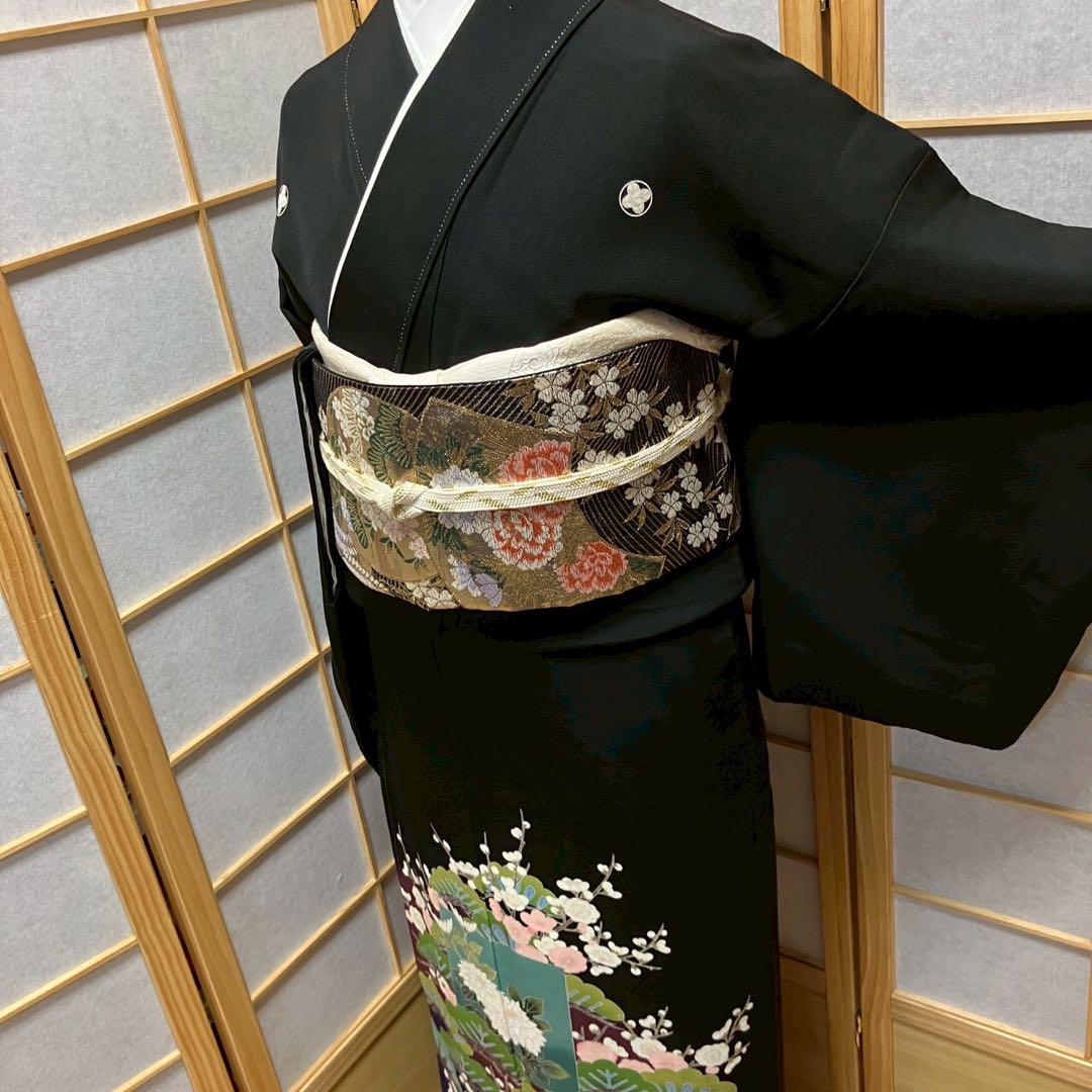 4327# Japanese Tomesode Kimono Vintage Womens Silk Fabric Robe Kimono only sold