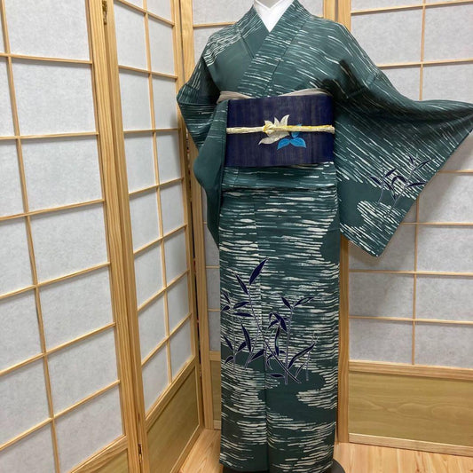 0232# Japanese Kimono only sold Vintage Womens Silk Fabric Robe Summer kimono
