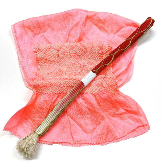 3886# Japanese Kimono Accessory Obiage and Obijime 2-piece Set Silk Shibori