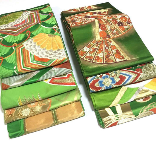 6097# Japanese Vintage Bundle 9pcs Set Bulk Obi Belt Kimono Pure Silk Wholesale