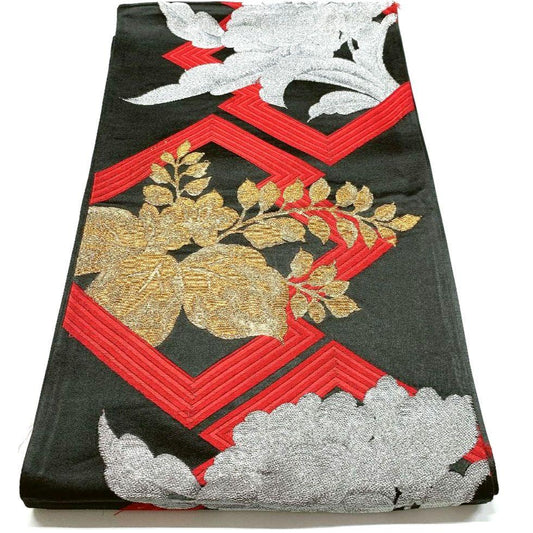 4146# Japanese Vintage Fukuro Obi Belt Kimono Fabric Silk Traditional Untailored