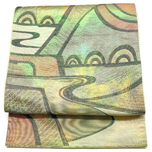 4102# Japanese Vintage Fukuro Obi Belt Kimono Fabric Silk Traditional