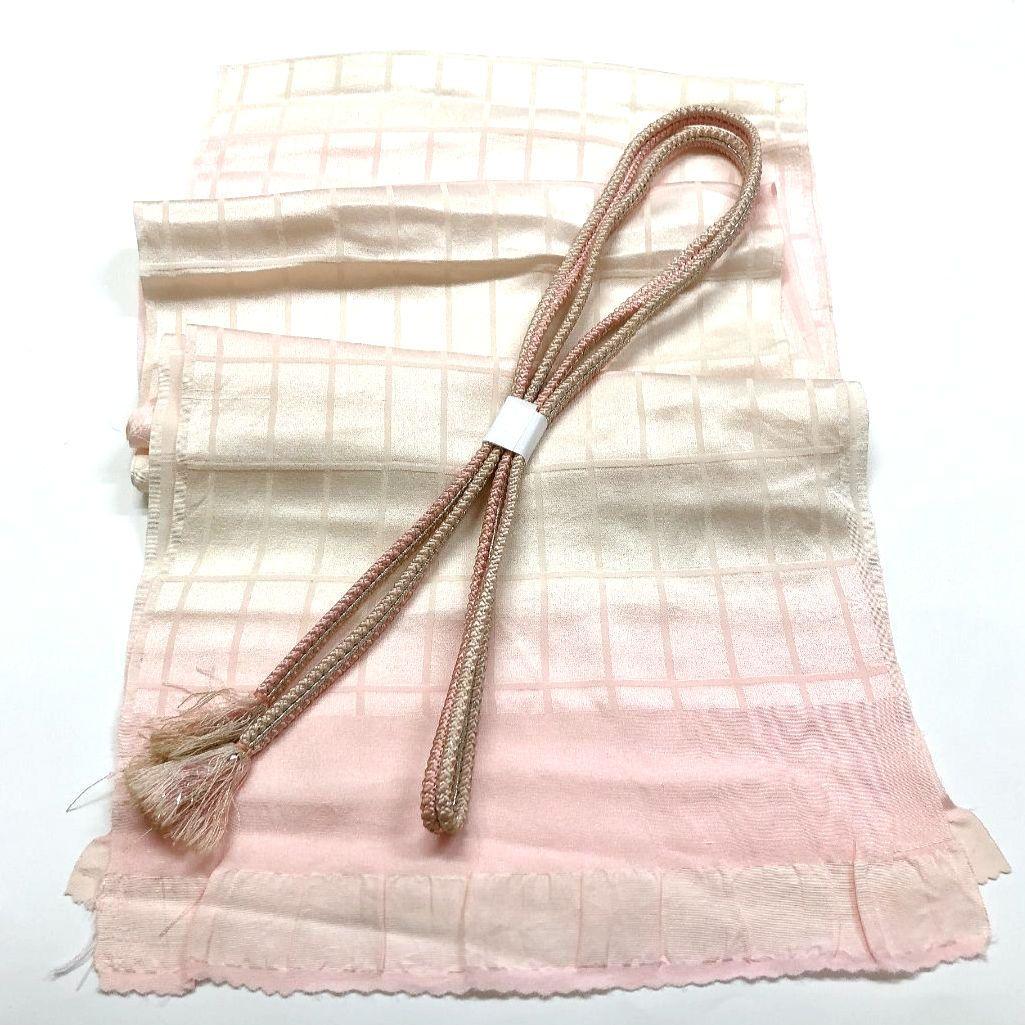 4599# Japanese Kimono Accessory Vintage Obiage and Obijime 2-piece Set Silk