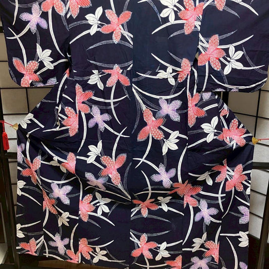 4867# Japanese Yukata Kimono Vintage Cotton Fabric Robe Women's Traditional