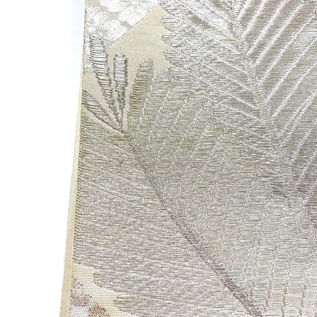 5080# Japanese Vintage Fukuro Obi Belt Kimono Fabric Silk Traditional Silver